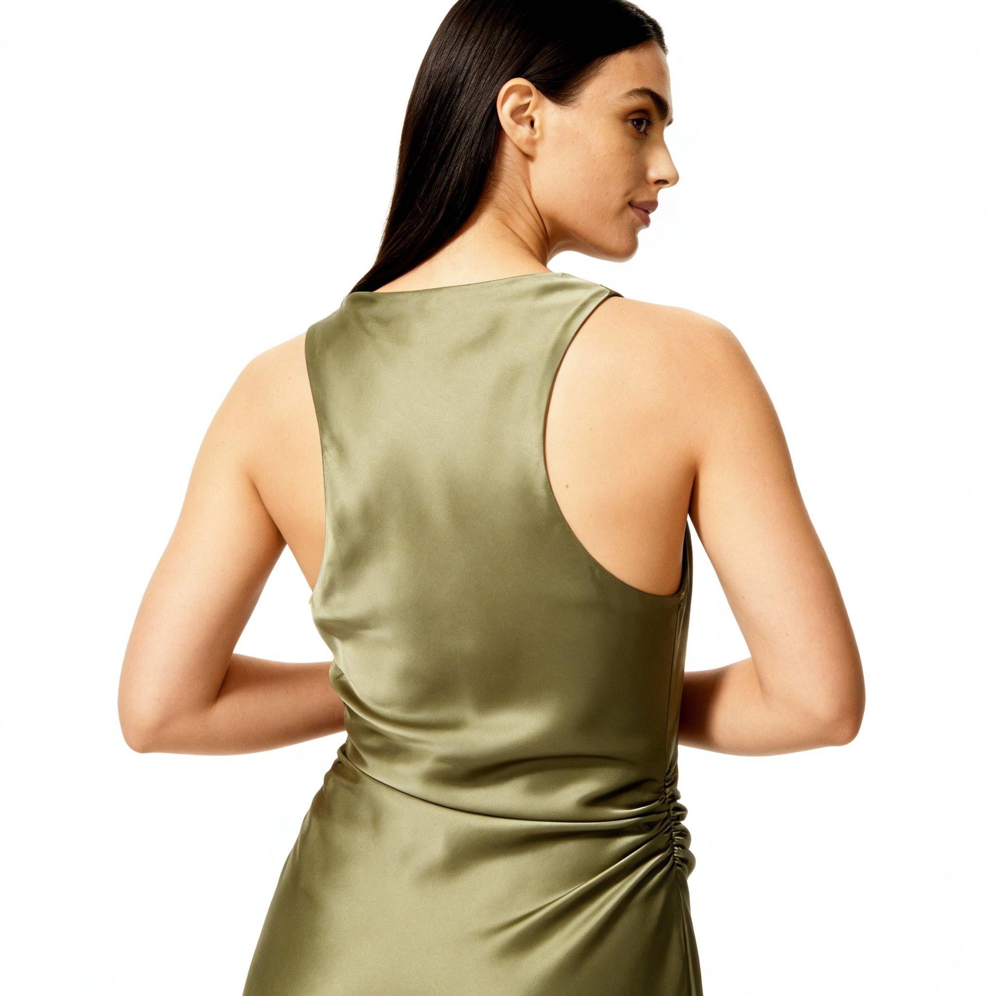 Elegant Satin Midi Dress for Women - Evening Wear, Perfect for Parties and Special Occasions