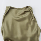 Elegant Satin Midi Dress for Women - Evening Wear, Perfect for Parties and Special Occasions