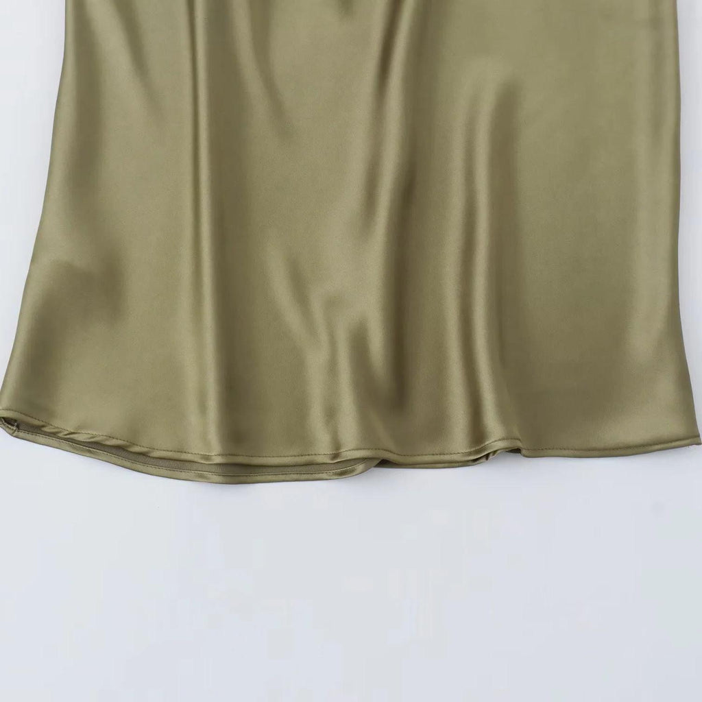 Elegant Satin Midi Dress for Women - Evening Wear, Perfect for Parties and Special Occasions