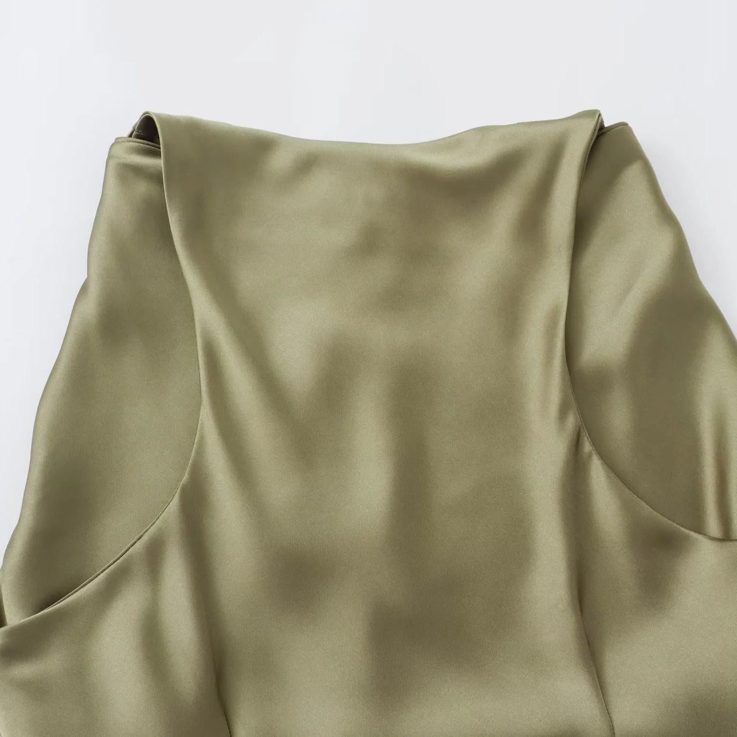 Elegant Satin Midi Dress for Women - Evening Wear, Perfect for Parties and Special Occasions