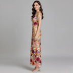 Embroidered Maxi Dress for Women - White Flowing Design for Casual or Formal Wear