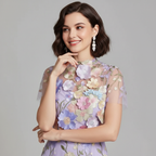 Embroidered Maxi Dress for Women - White Flowing Design for Casual or Formal Wear