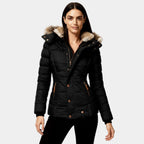 Faux Fur Hooded Puffer Jacket for Women - Quilted Winter Coat for Cold Weather Fashion and Comfort