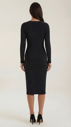 Figure-Hugging Midi Dress in Soft Stretch Fabric - Elegant Casual Wear for Parties and Events