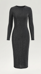 Figure-Hugging Midi Dress in Soft Stretch Fabric - Elegant Casual Wear for Parties and Events