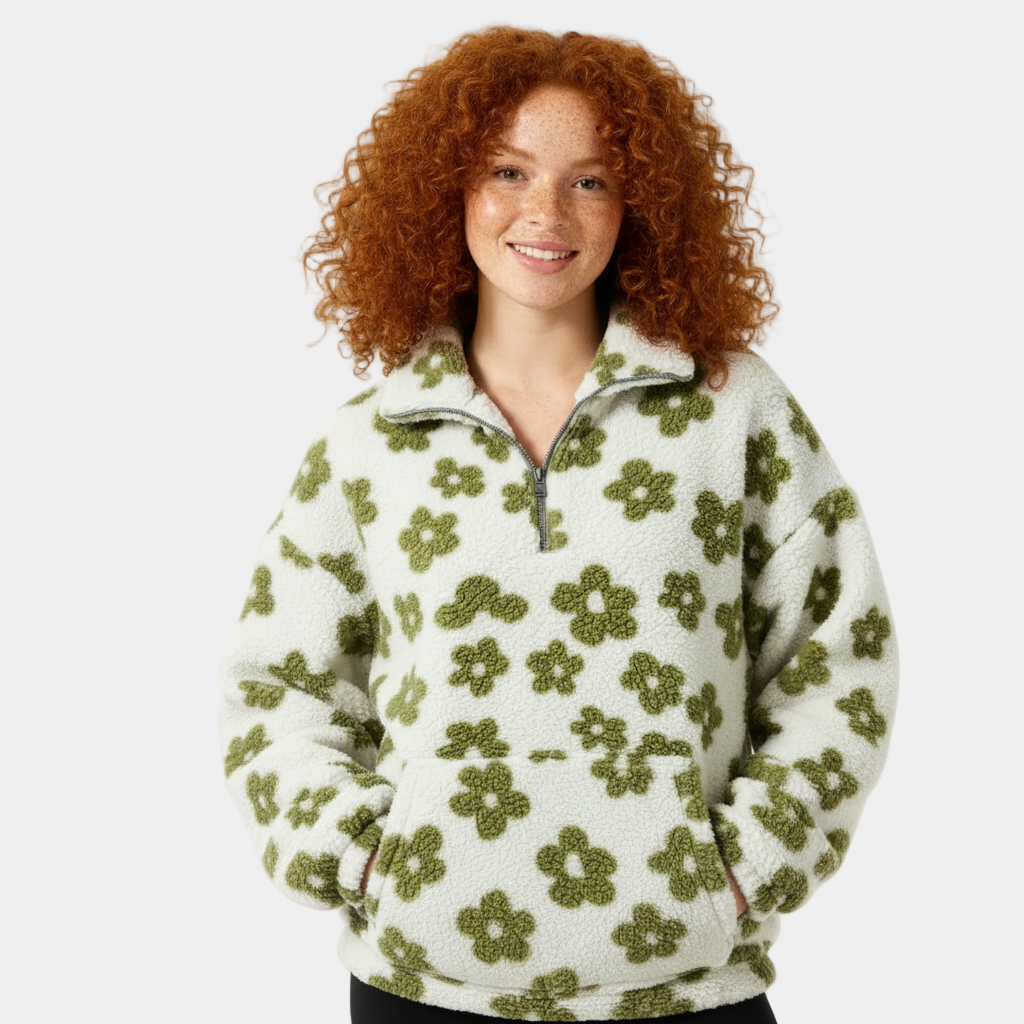 Fleece Half-Zip Pullover for Women - Plush Winter Sweater for Cozy Layering and Warmth