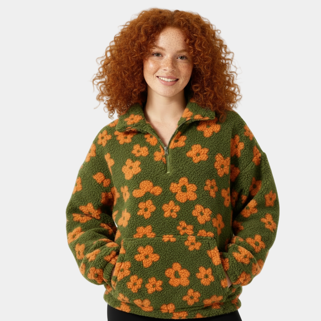 Fleece Half-Zip Pullover for Women - Plush Winter Sweater for Cozy Layering and Warmth