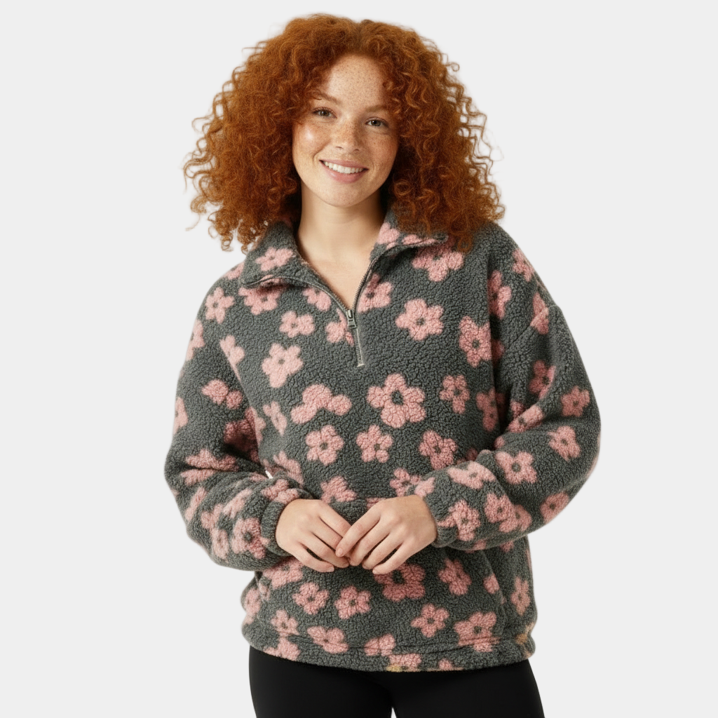 Fleece Half-Zip Pullover for Women - Plush Winter Sweater for Cozy Layering and Warmth