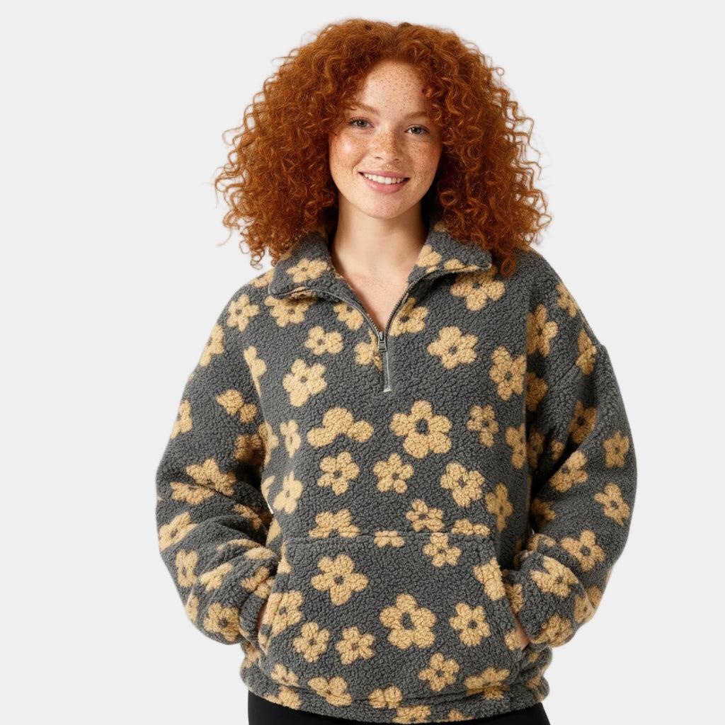Fleece Half-Zip Pullover for Women - Plush Winter Sweater for Cozy Layering and Warmth
