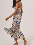 Floral Maxi Dress for Women - Lightweight Fabric, Bohemian Style, Summer Wear