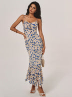 Floral Maxi Dress for Women - Lightweight Fabric, Bohemian Style, Summer Wear
