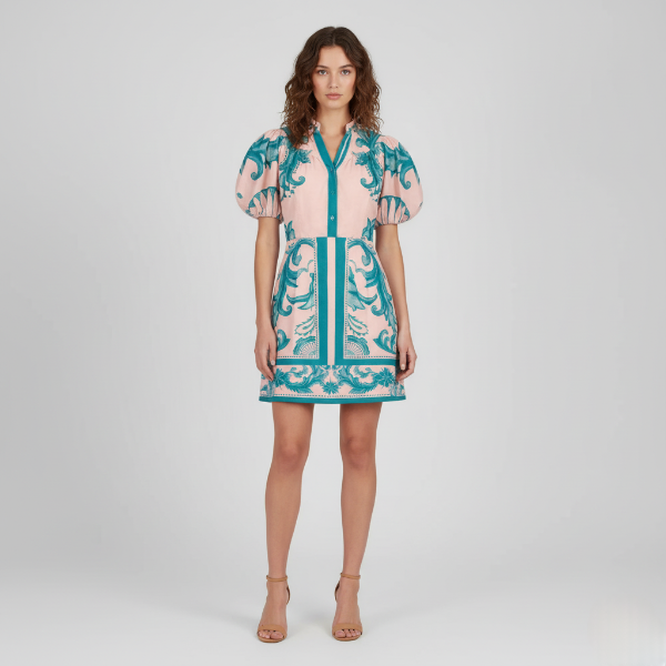 Floral Organic Linen Summer Cocktail Dress for Women