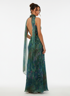 Floral Print Maxi Dress in Soft Fabric - Monet-Inspired Design for Summer Parties and Special Occasions