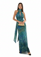 Floral Print Maxi Dress in Soft Fabric - Monet-Inspired Design for Summer Parties and Special Occasions
