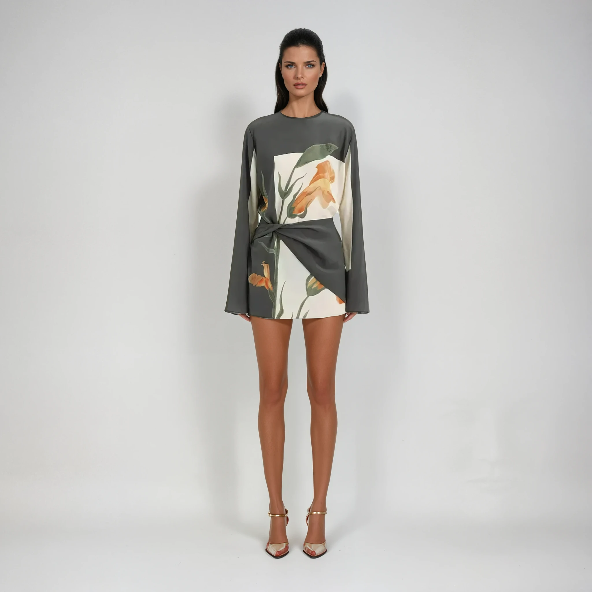 Floral Twist Mini Cocktail Dress - Lightweight Fabric - Elegant Party Wear - Perfect for Summer Events