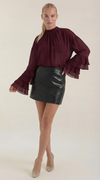 High Mock Neck Sheer Top - Lightweight Fabric - Elegant Casual Wear - Perfect for Layering or Dressy Occasions