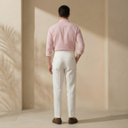 High Waist Linen Pleated Trousers for Men - Tailored Fit for Casual or Formal Wear