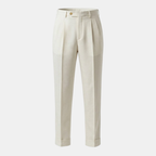 High Waist Linen Pleated Trousers for Men - Tailored Fit for Casual or Formal Wear