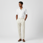 High Waist Linen Pleated Trousers for Men - Tailored Fit for Casual or Formal Wear