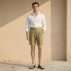 High Waist Pleated Tailored Shorts for Men - Stylish Summer Casual Wear