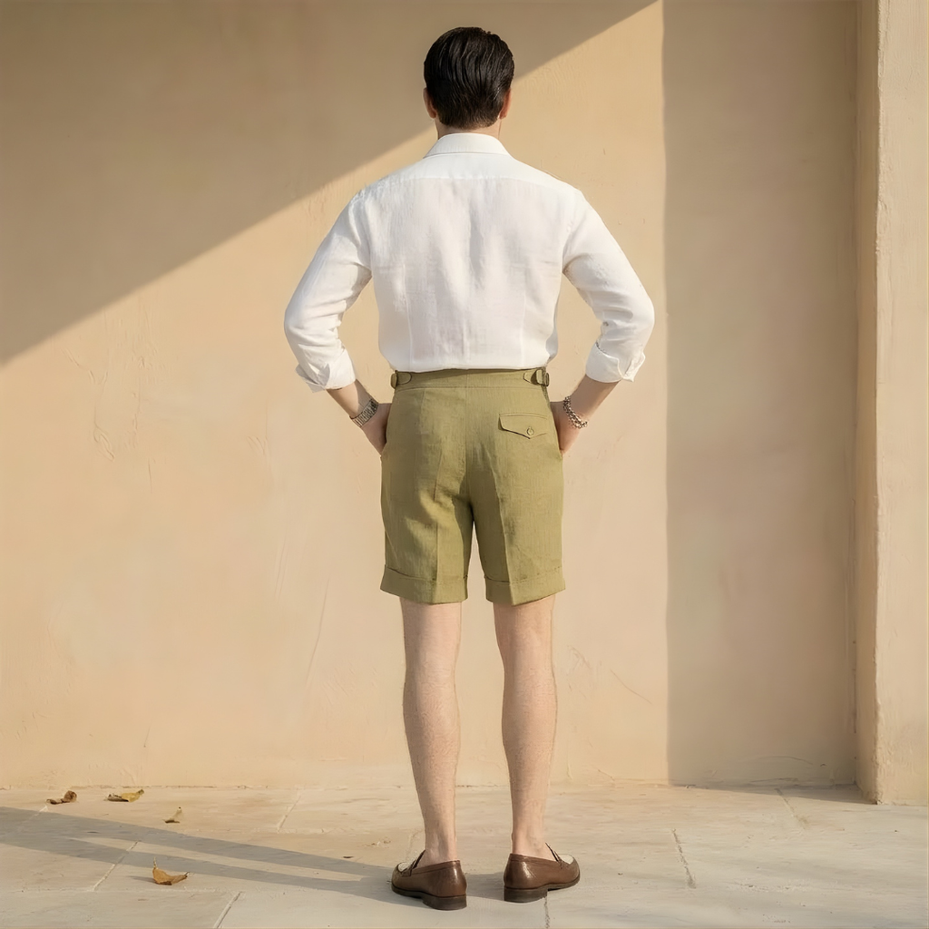 High Waist Pleated Tailored Shorts for Men - Stylish Summer Casual Wear