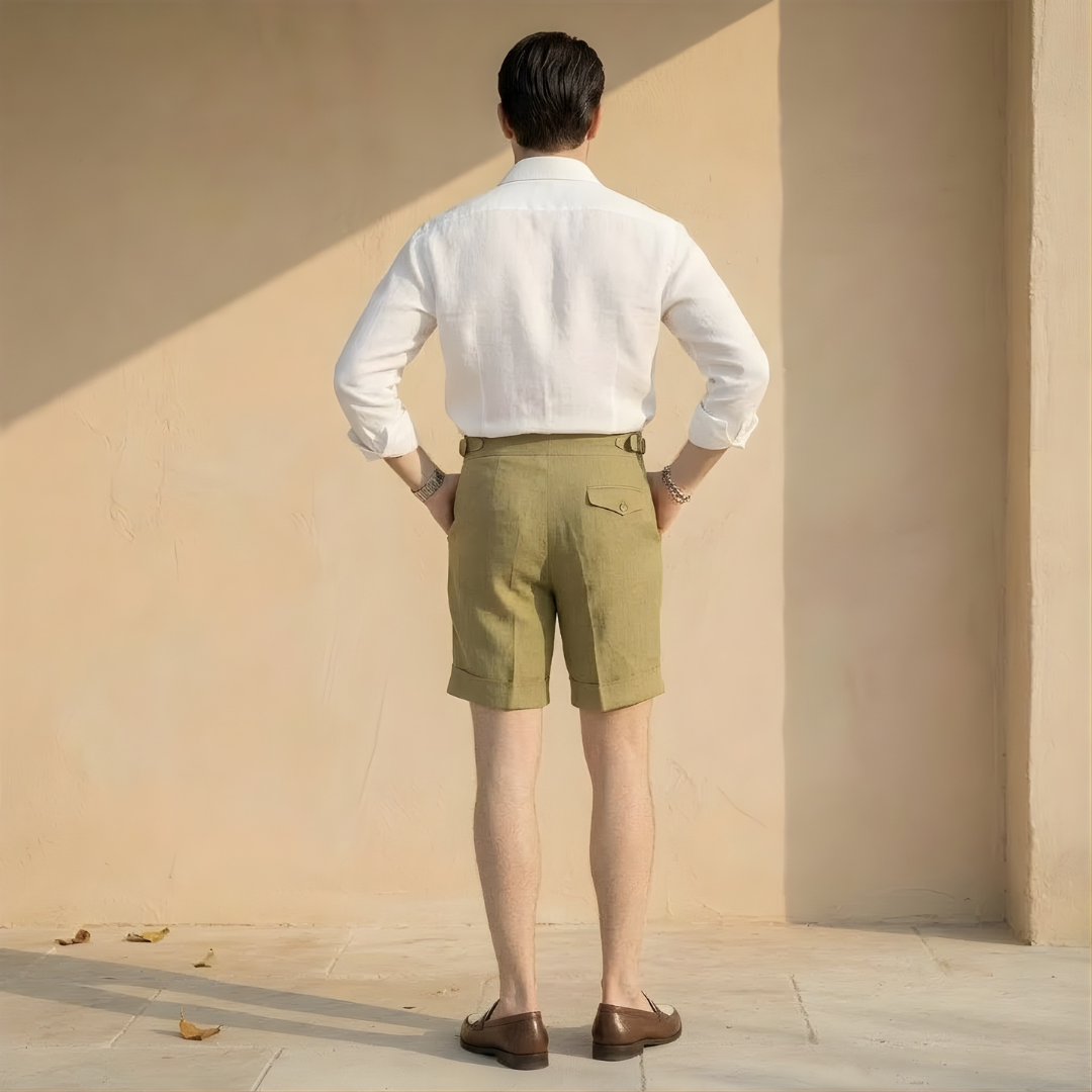 High Waist Pleated Tailored Shorts for Men - Stylish Summer Casual Wear