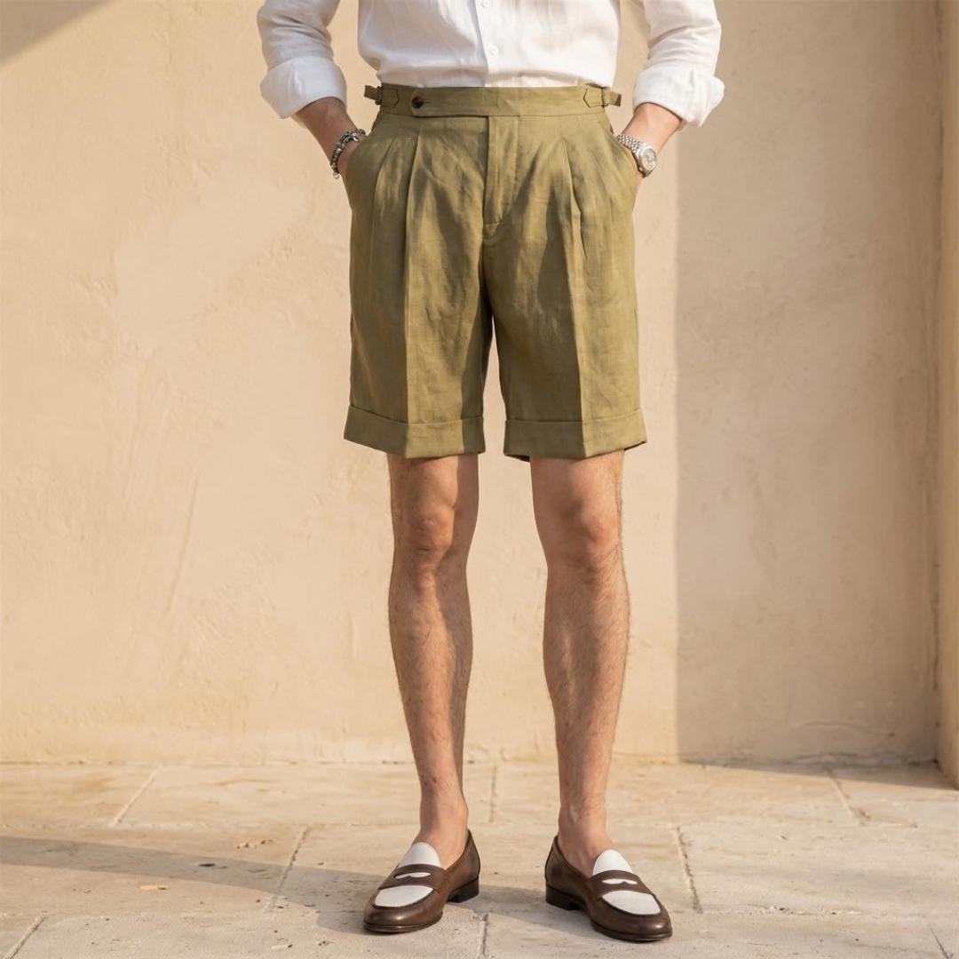 High Waist Pleated Tailored Shorts for Men - Stylish Summer Casual Wear