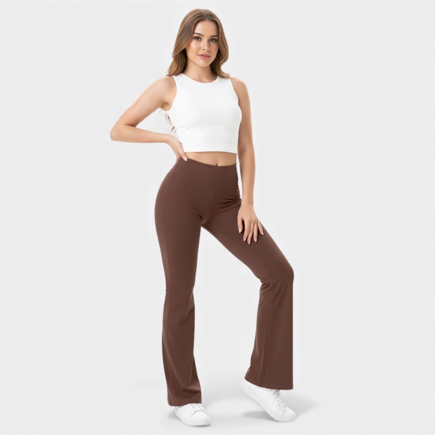 High Waisted Flared Leggings for Women - Sculpting Stretch Fabric - Comfortable Activewear for Yoga and Casual Wear