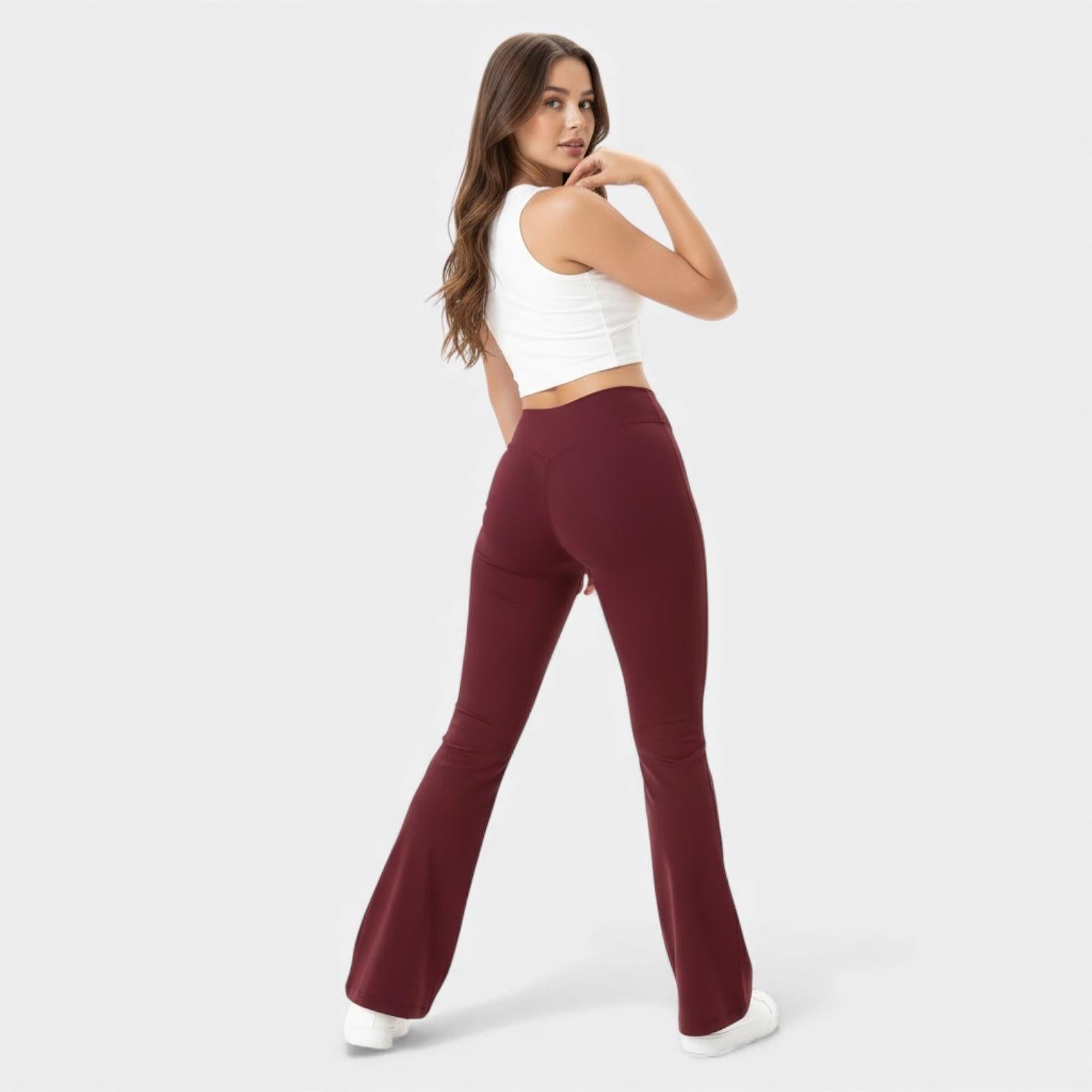 High Waisted Flared Leggings for Women - Sculpting Stretch Fabric - Comfortable Activewear for Yoga and Casual Wear