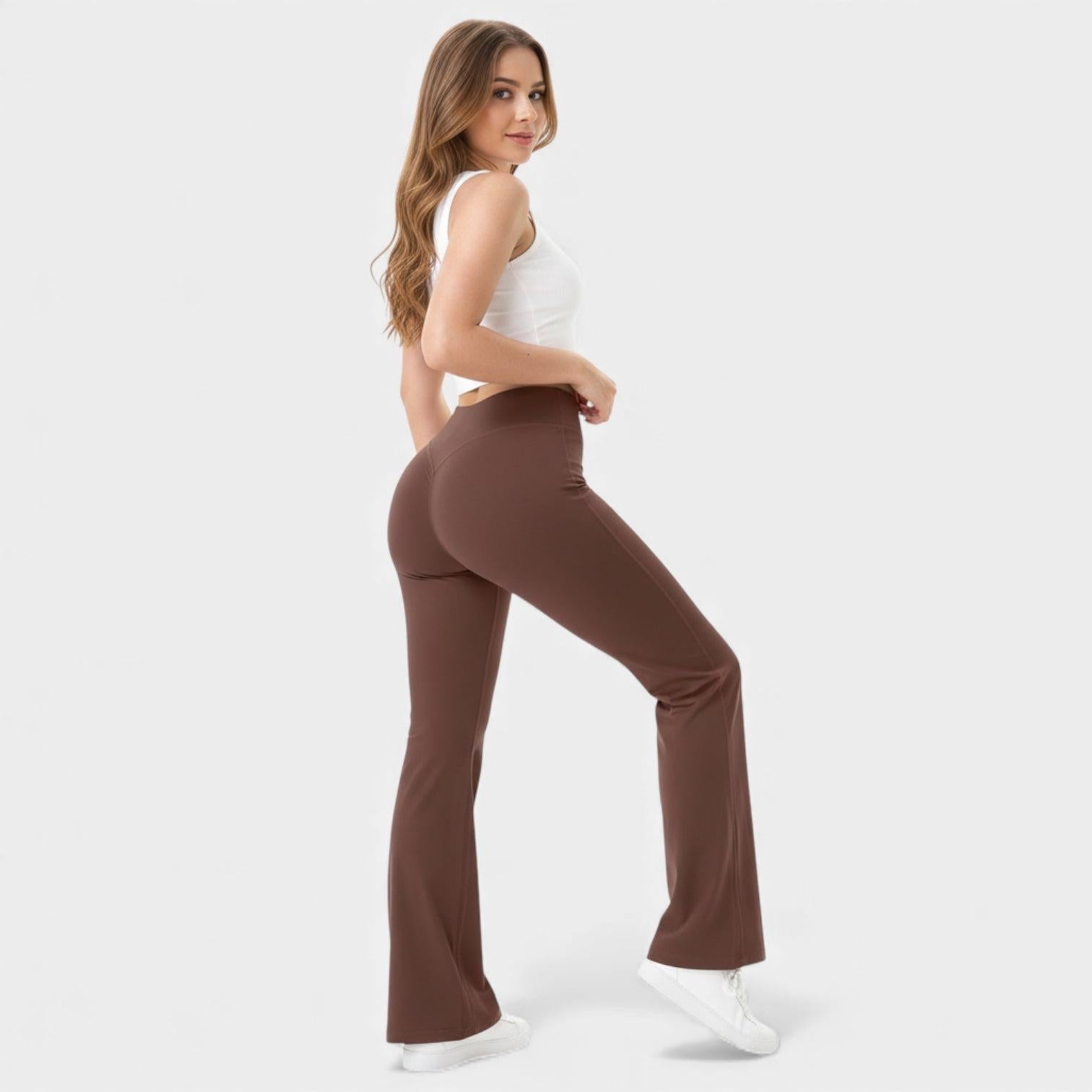 High Waisted Flared Leggings for Women - Sculpting Stretch Fabric - Comfortable Activewear for Yoga and Casual Wear