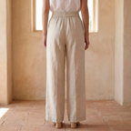 High-Waisted Linen Wide Leg Trousers for Women - Casual Summer Pants
