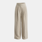 High-Waisted Linen Wide Leg Trousers for Women - Casual Summer Pants