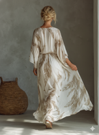 Ivory Chiffon Maxi Dress Women UK – Dolman Sleeve with Twist Front, Wedding Guest & Garden Party