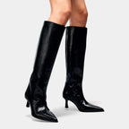 Knee High Faux Leather Boots for Women - Side Zip Design for Casual and Dressy Occasions