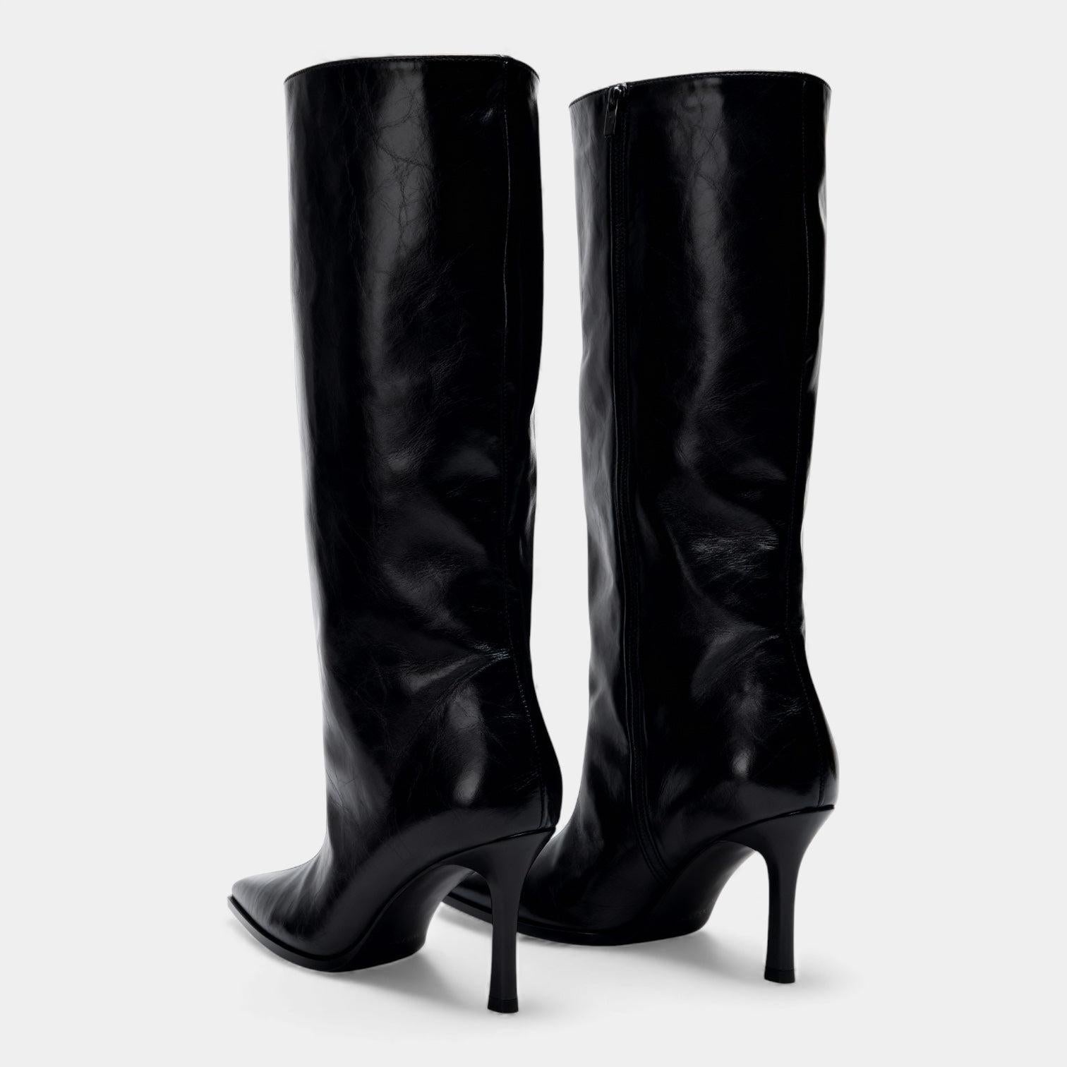 Knee High Faux Leather Boots for Women - Side Zip Design for Casual and Dressy Occasions