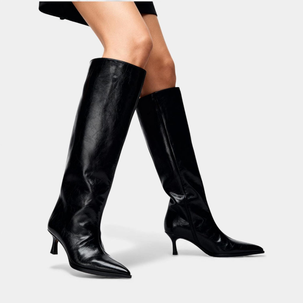 Knee High Faux Leather Boots for Women - Side Zip Design for Casual and Dressy Occasions