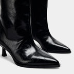 Knee High Faux Leather Boots for Women - Side Zip Design for Casual and Dressy Occasions
