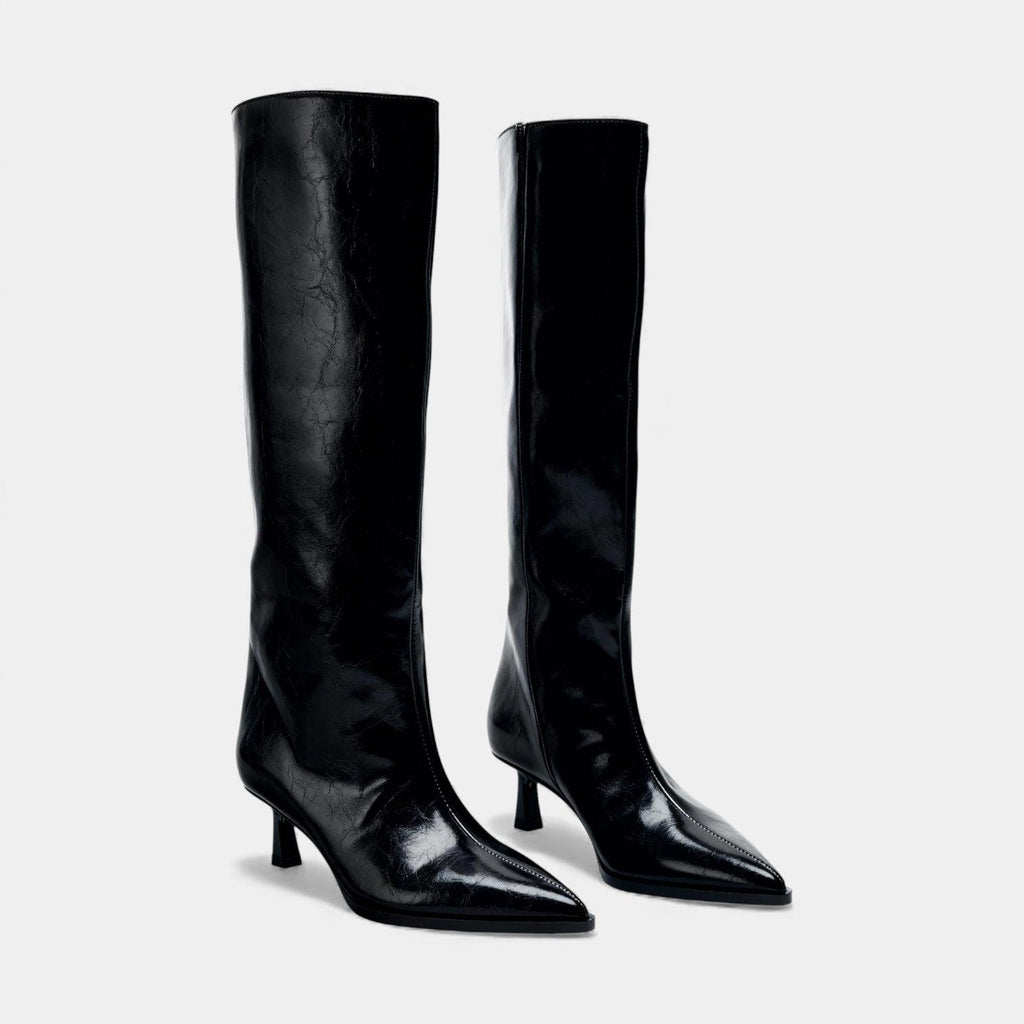 Knee High Faux Leather Boots for Women - Side Zip Design for Casual and Dressy Occasions