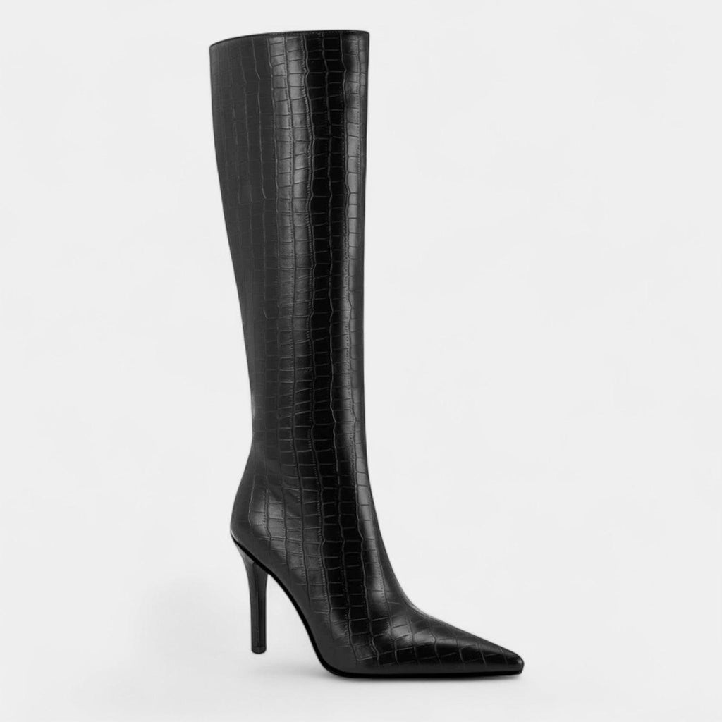 Knee-High Stiletto Boots for Women - Pointed Toe Design - Stylish Footwear for Dressy Occasions