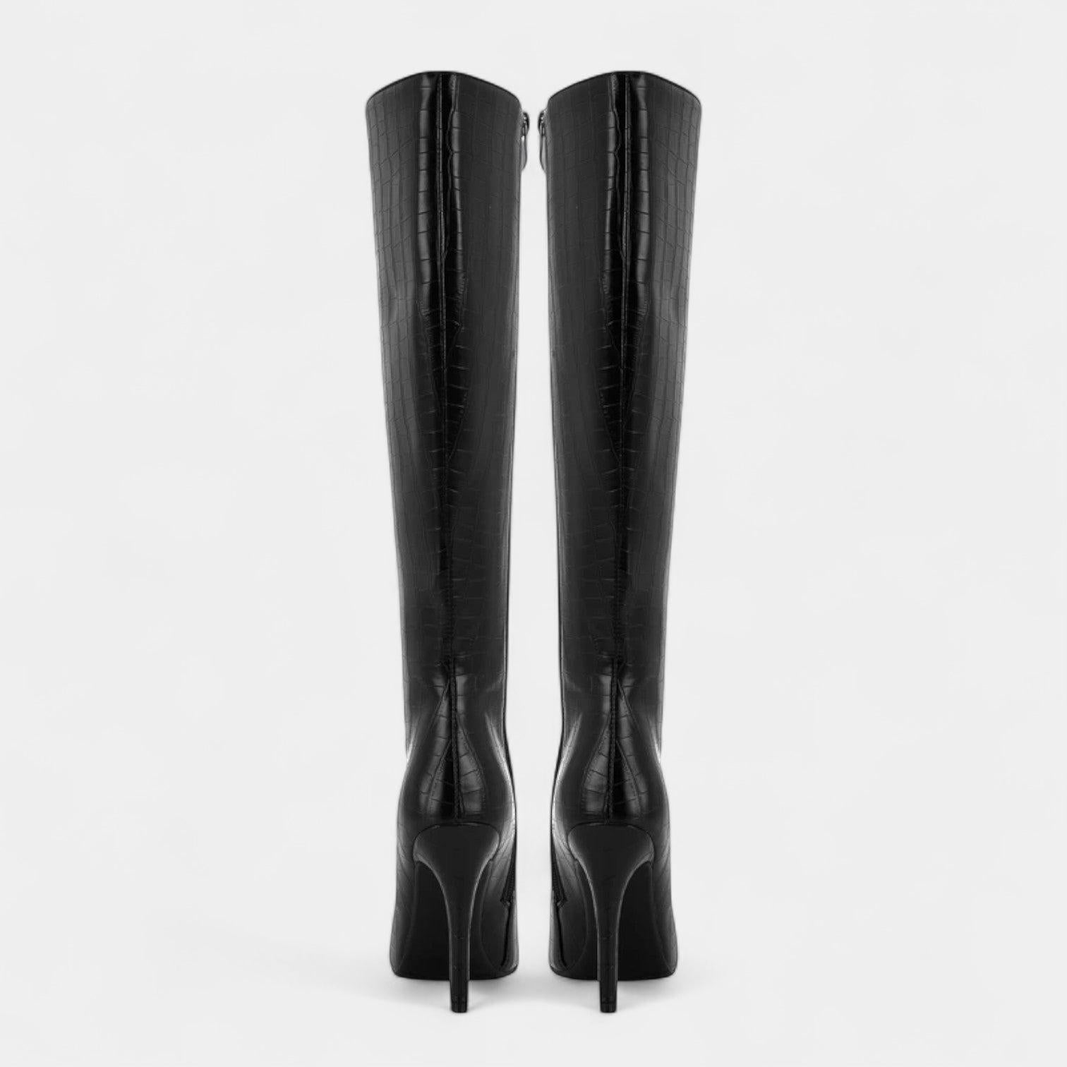 Knee-High Stiletto Boots for Women - Pointed Toe Design - Stylish Footwear for Dressy Occasions
