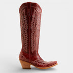 Knee High Vegan Leather Cowboy Boots for Women - Western Block Heel Design for Casual Wear