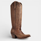 Knee High Vegan Leather Cowboy Boots for Women - Western Block Heel Design for Casual Wear