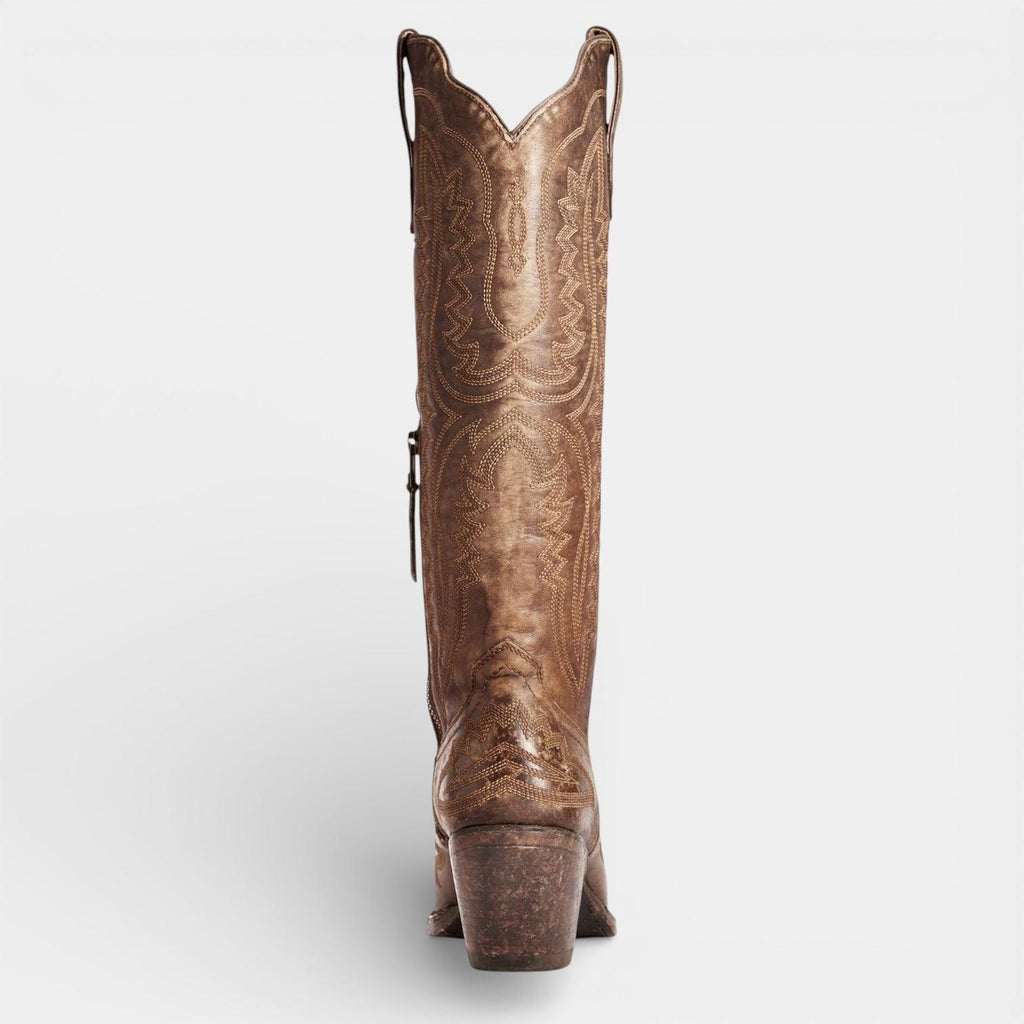 Knee High Vegan Leather Cowboy Boots for Women - Western Block Heel Design for Casual Wear