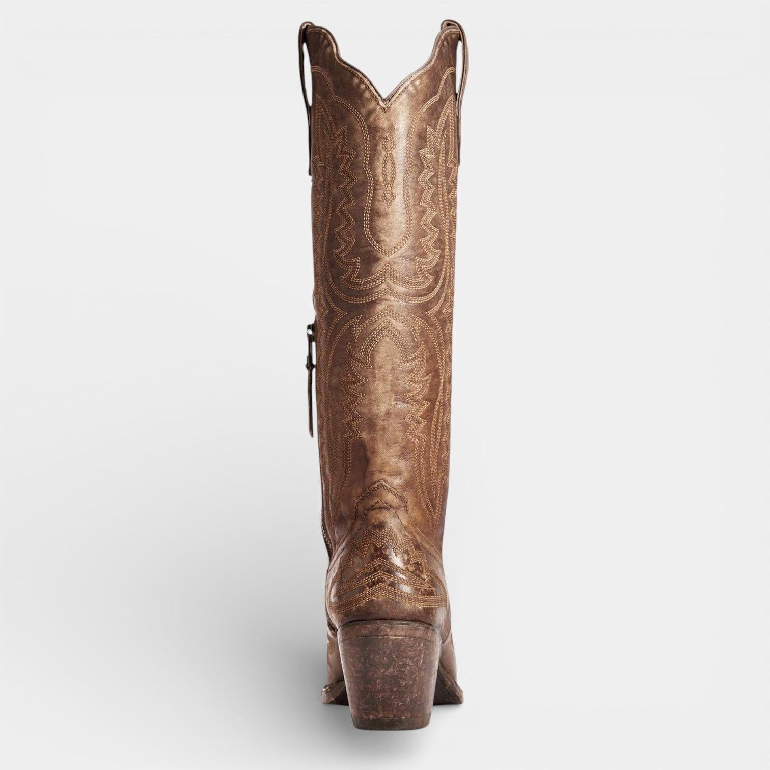 Knee High Vegan Leather Cowboy Boots for Women - Western Block Heel Design for Casual Wear