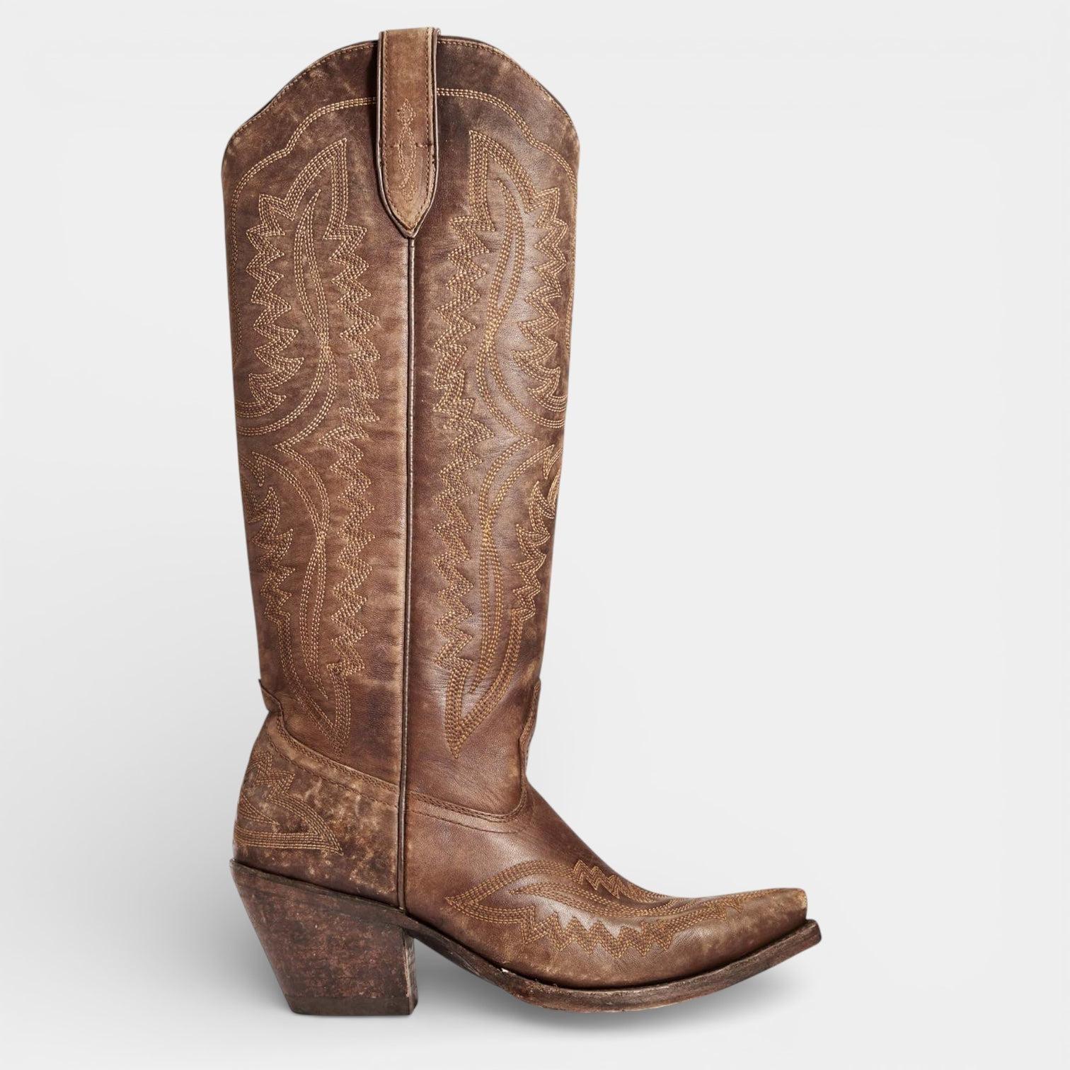 Knee High Vegan Leather Cowboy Boots for Women - Western Block Heel Design for Casual Wear