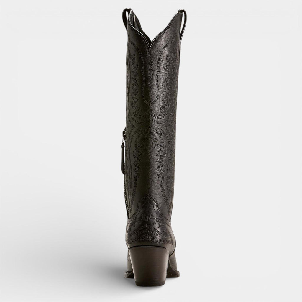 Knee High Vegan Leather Cowboy Boots for Women - Western Block Heel Design for Casual Wear