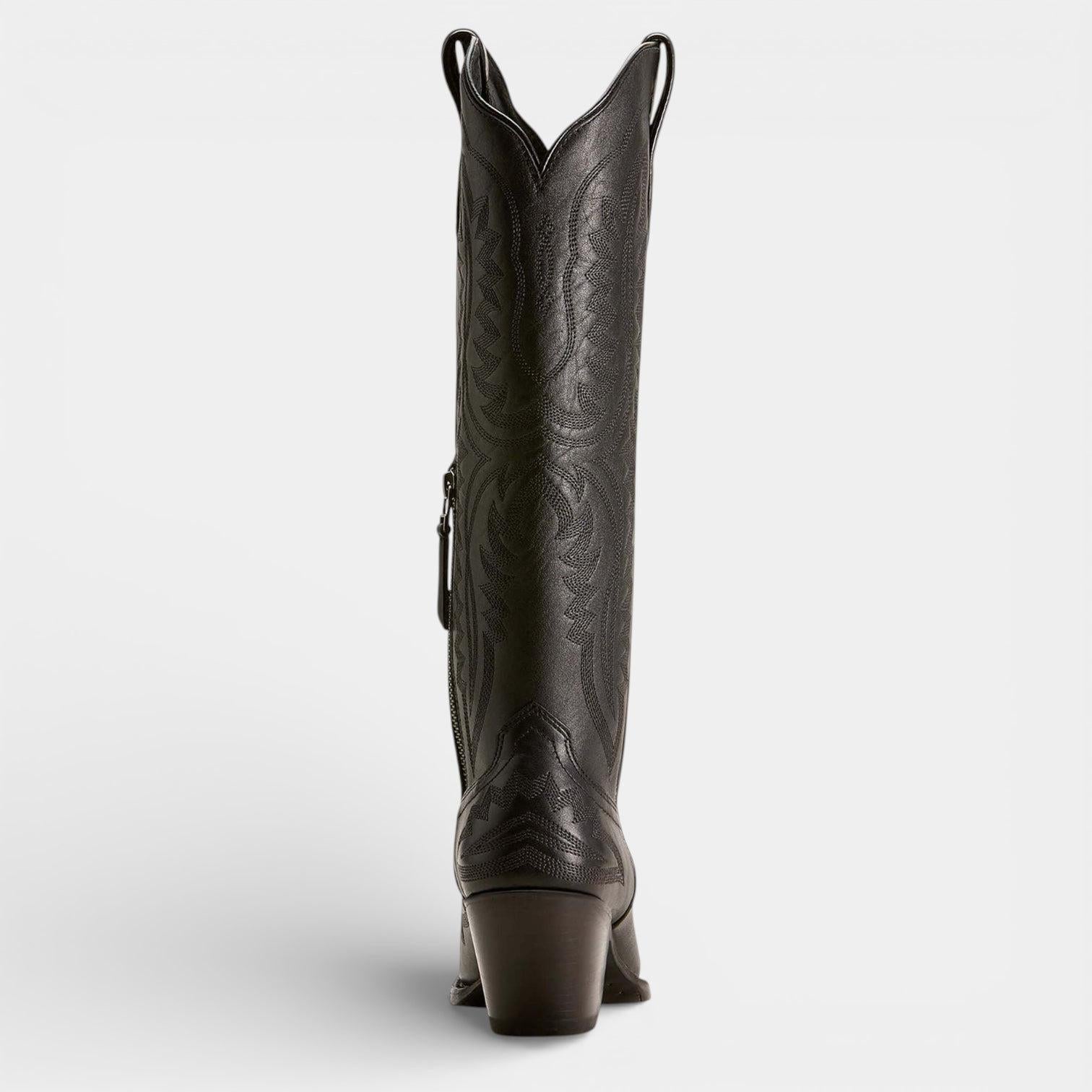 Knee High Vegan Leather Cowboy Boots for Women - Western Block Heel Design for Casual Wear