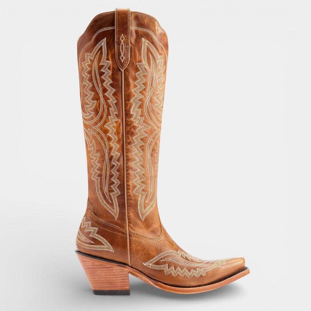 Knee High Vegan Leather Cowboy Boots for Women - Western Block Heel Design for Casual Wear