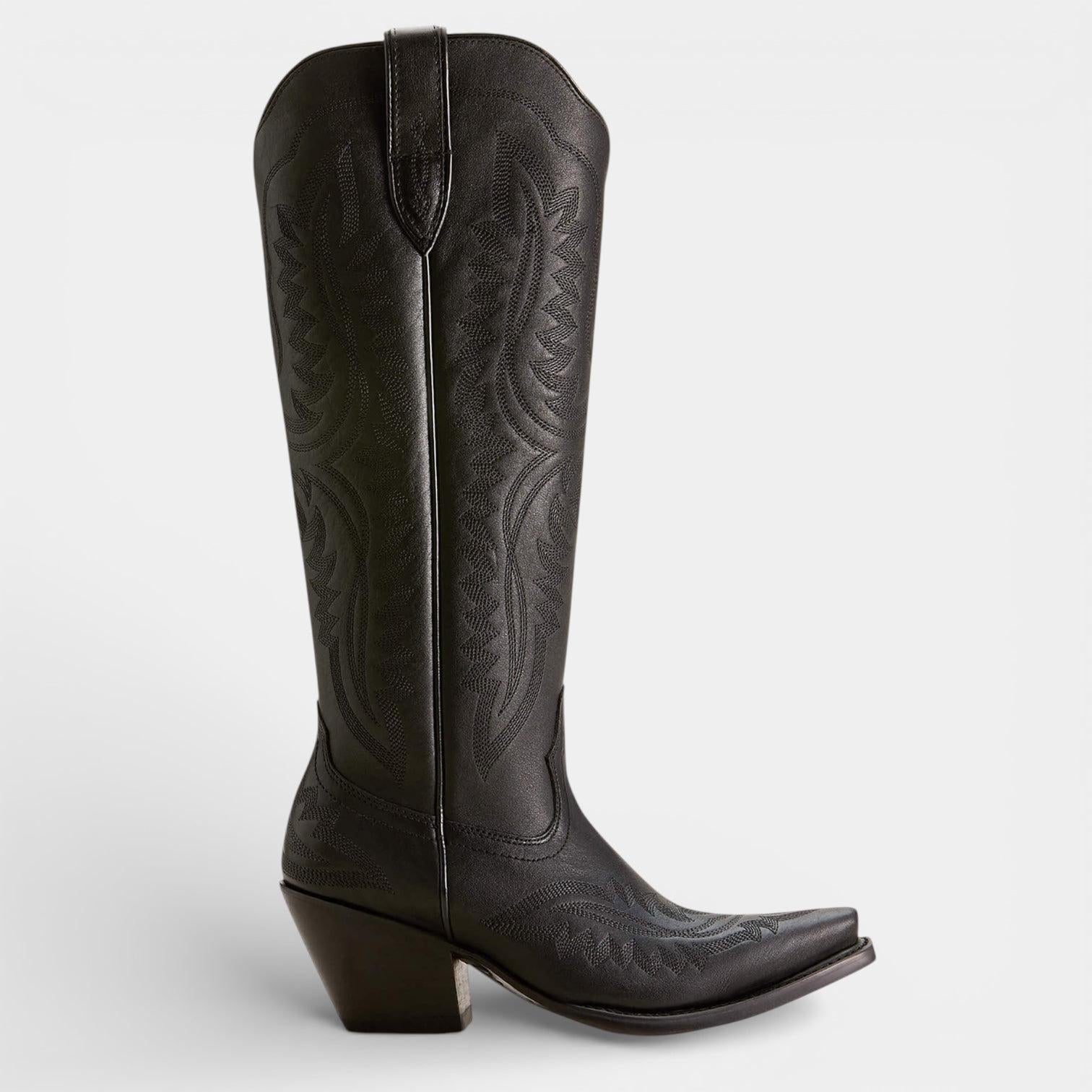 Knee High Vegan Leather Cowboy Boots for Women - Western Block Heel Design for Casual Wear