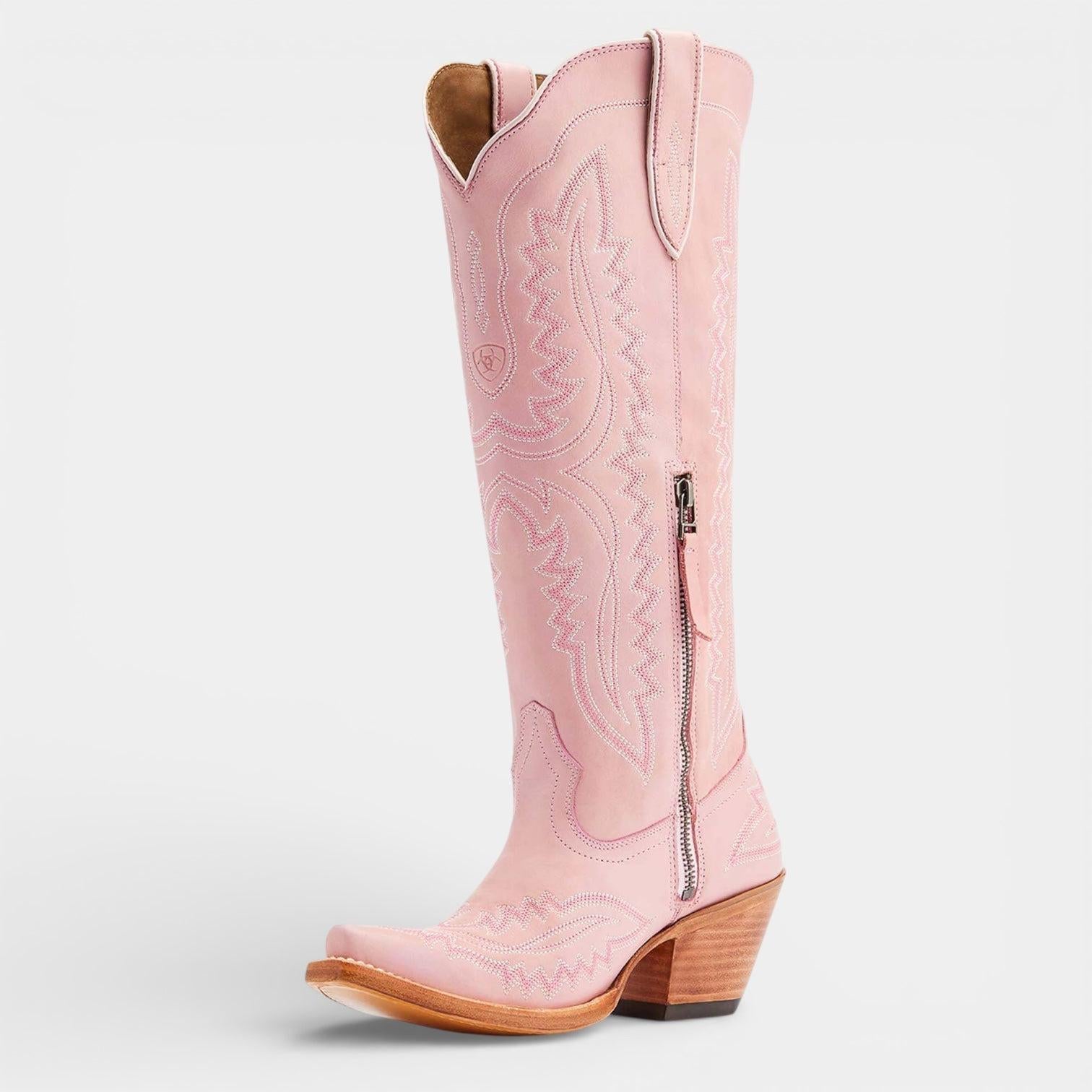 Knee High Vegan Leather Cowboy Boots for Women - Western Block Heel Design for Casual Wear